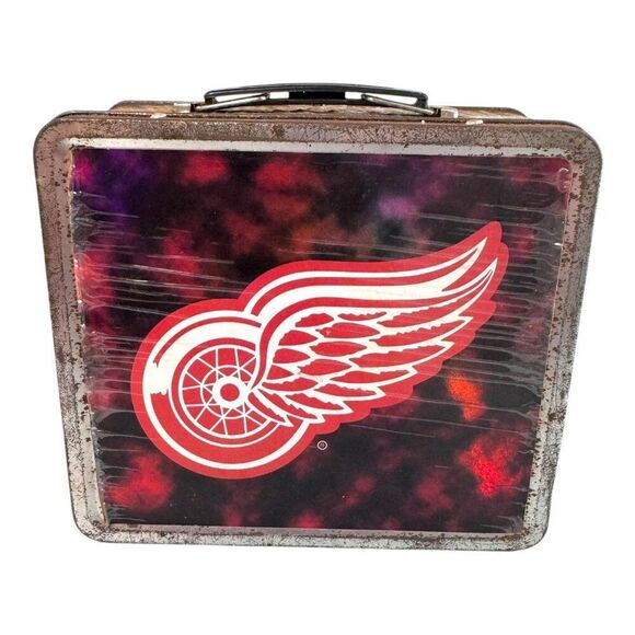 Vintage Detroit Red Wings NHL Metal Lunchbox Handle Distressed Collectible READ - Picture 16 of 16